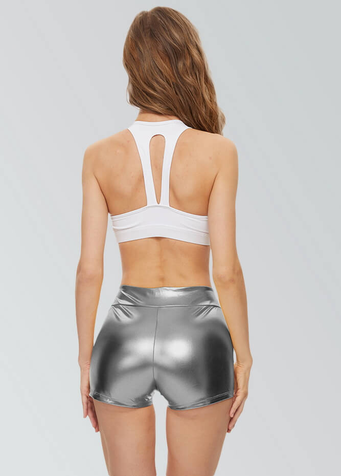 Womens Metallic High Waisted Shorts