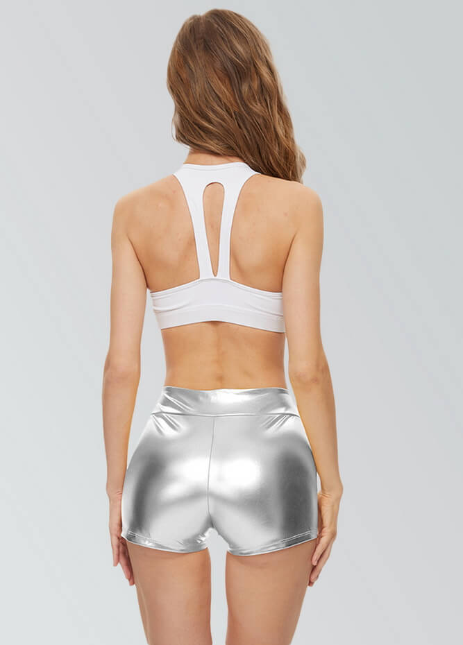 Womens Metallic High Waisted Shorts