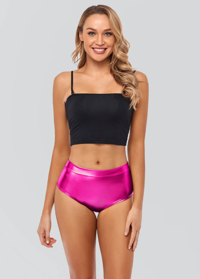 Womens Metallic Mid-Rise Booty Shorts