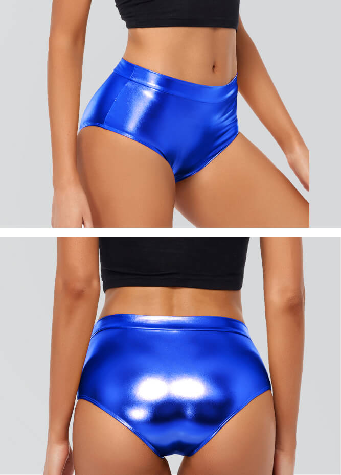 Womens Metallic Mid-Rise Booty Shorts