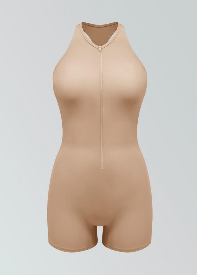 Womens Racer Back Zipper Front Romper