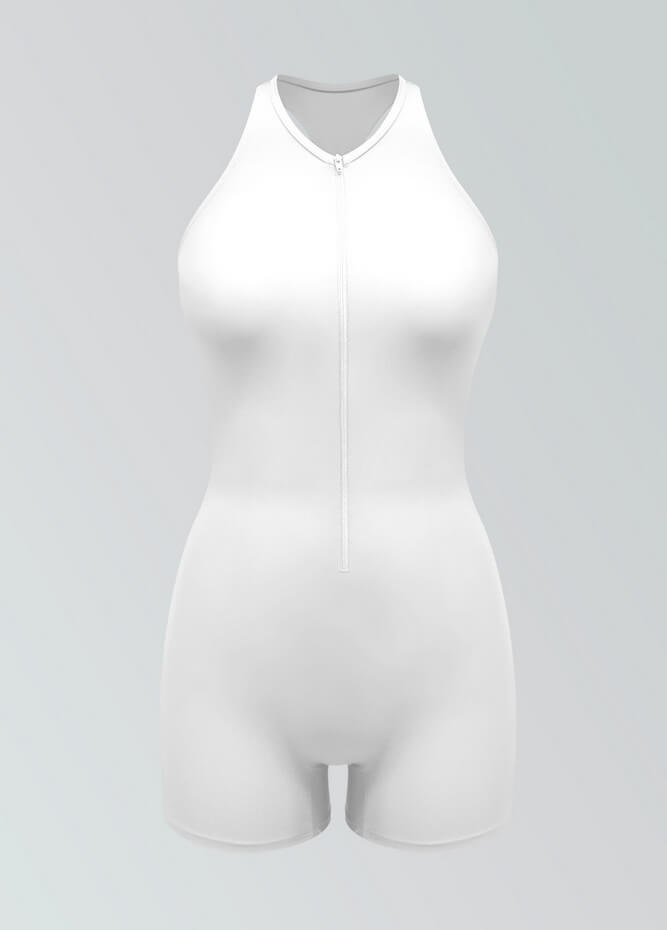 Womens Racer Back Zipper Front Romper