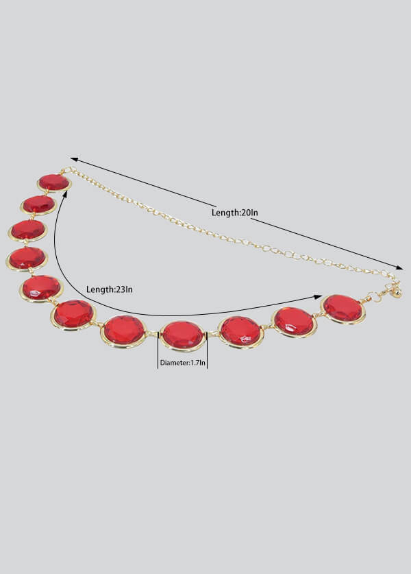 Womens Raven Cosplay Waist Belt Red Stone Chain