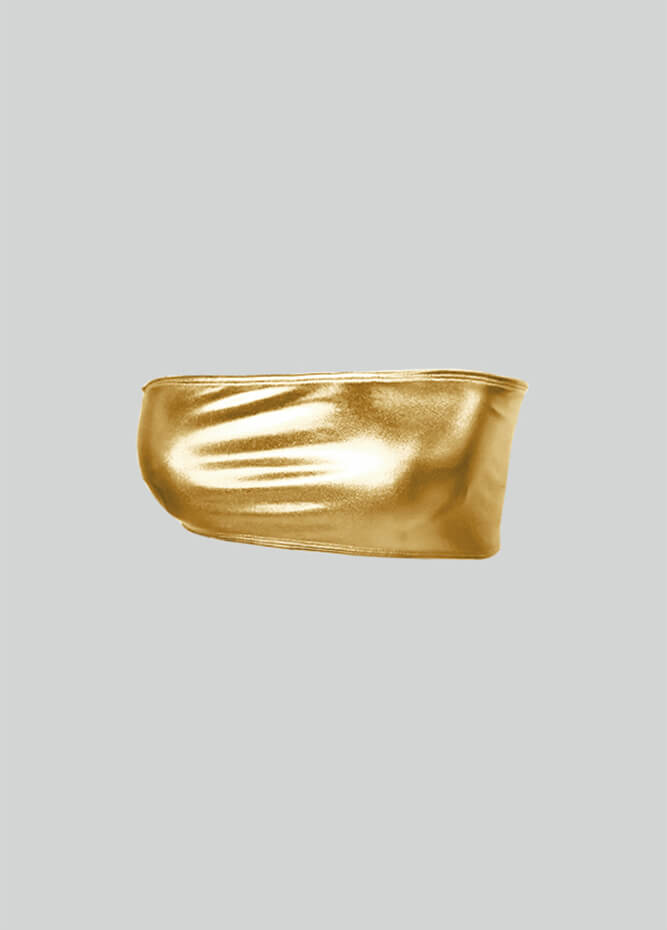 Womens Shiny Metallic Bandeau Top with Bra