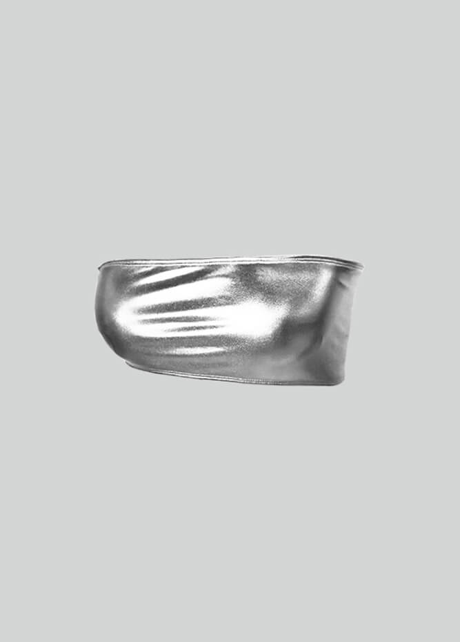 Womens Shiny Metallic Bandeau Top with Bra