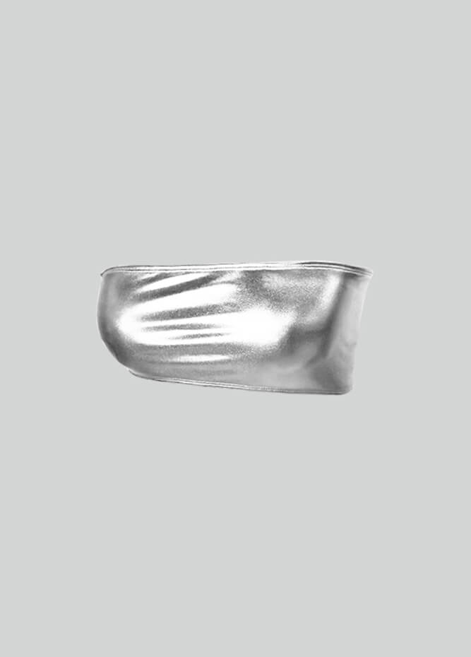 Womens Shiny Metallic Bandeau Top with Bra