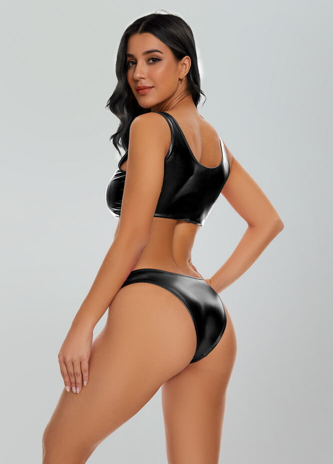 Womens Shiny Metallic Cheeky Rave Bottoms