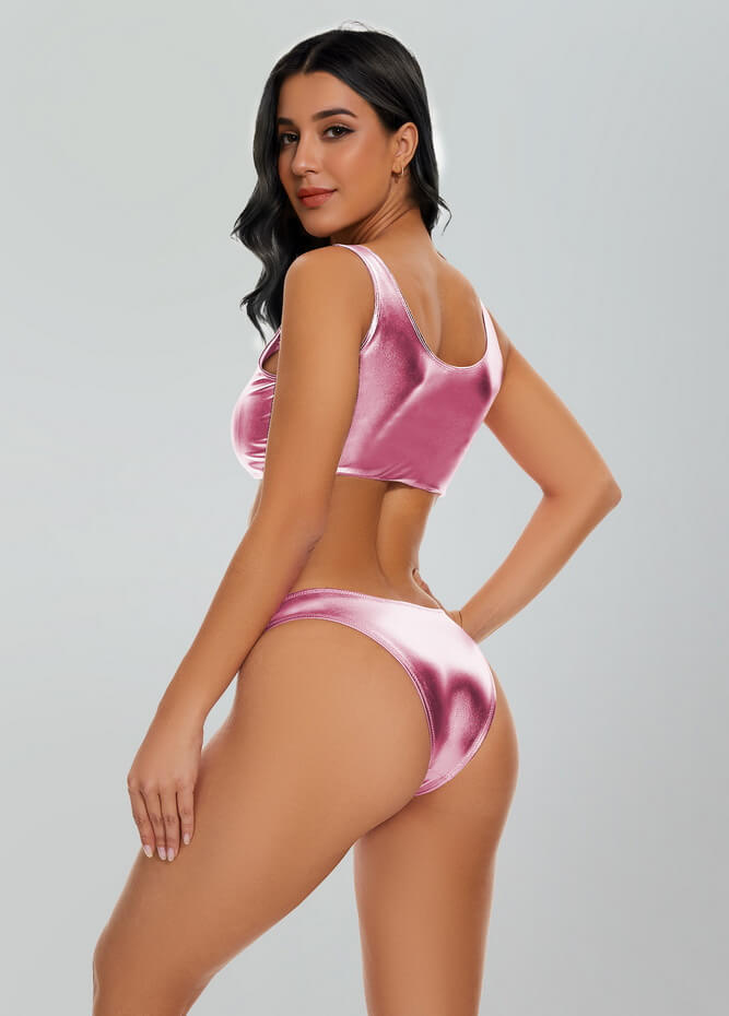 Womens Shiny Metallic Cheeky Rave Bottoms