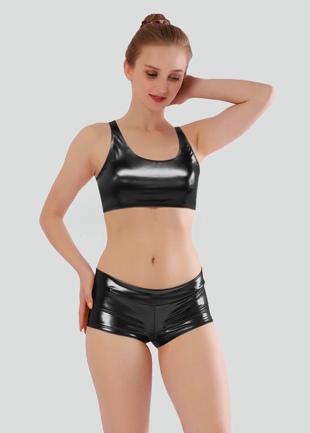 Shiny Metallic Rave Booty Scrunch Shorts