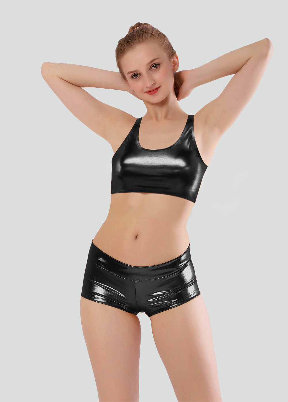 Womens Shiny Metallic Top with Bra