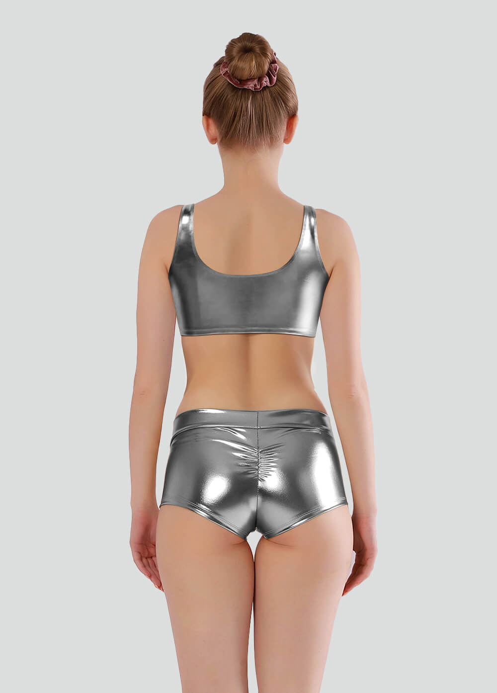 Shiny Metallic Rave Booty Scrunch Shorts