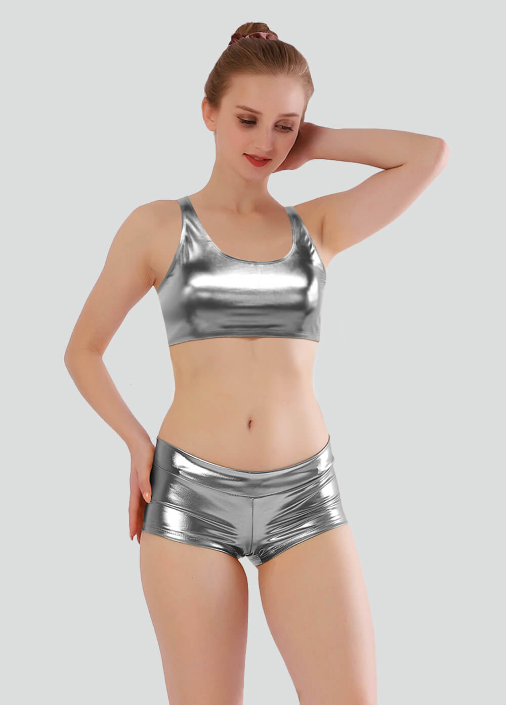 Shiny Metallic Rave Booty Scrunch Shorts