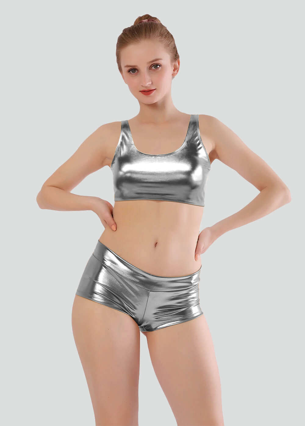Shiny Metallic Rave Booty Scrunch Shorts