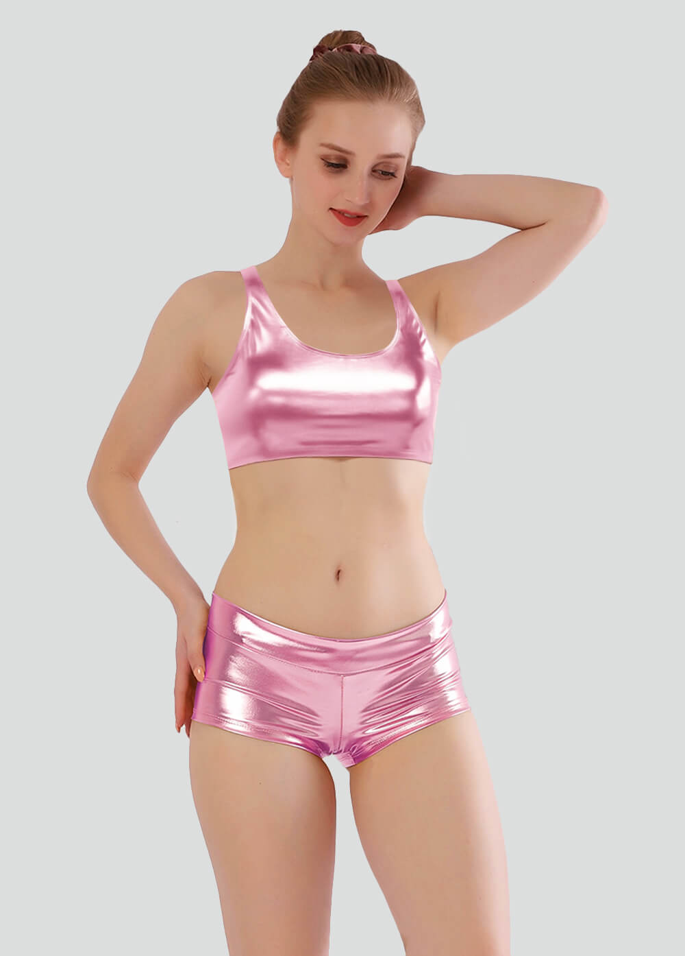 Shiny Metallic Rave Booty Scrunch Shorts