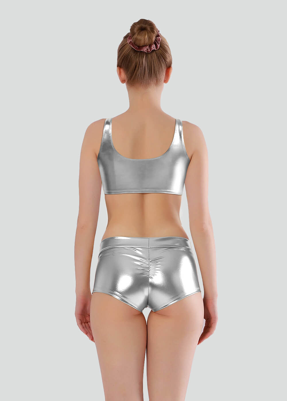 Shiny Metallic Rave Booty Scrunch Shorts