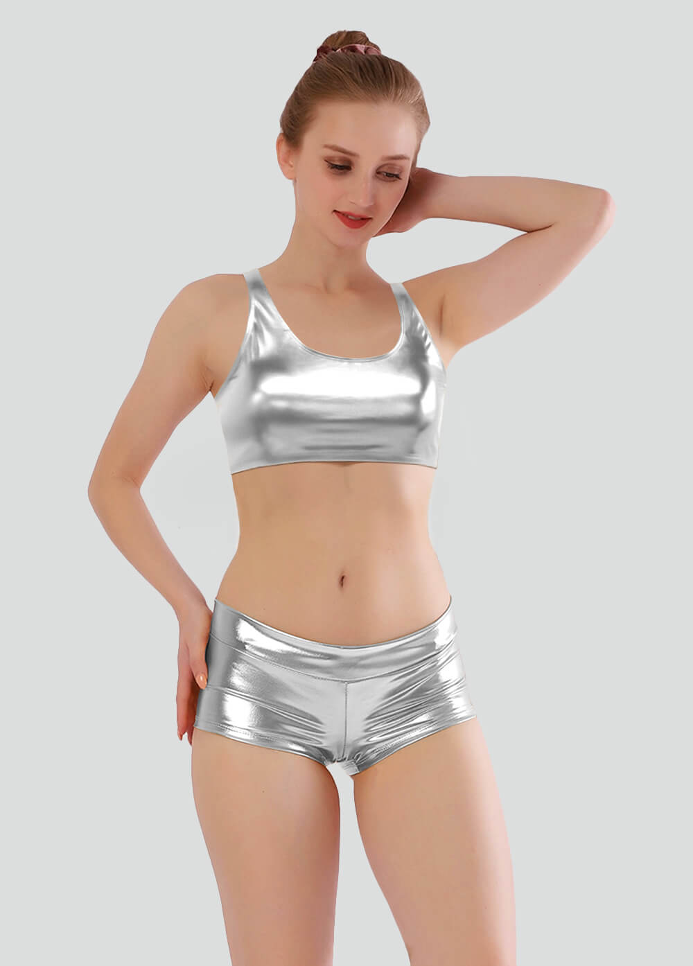 Shiny Metallic Rave Booty Scrunch Shorts
