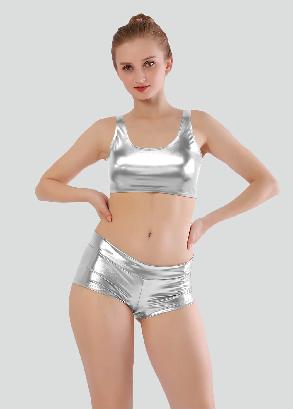 Shiny Metallic Rave Booty Scrunch Shorts