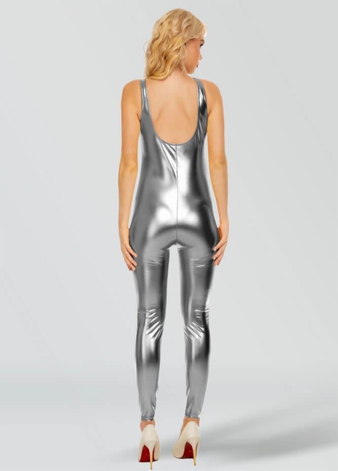 Womens Shiny Metallic Tank Unitard