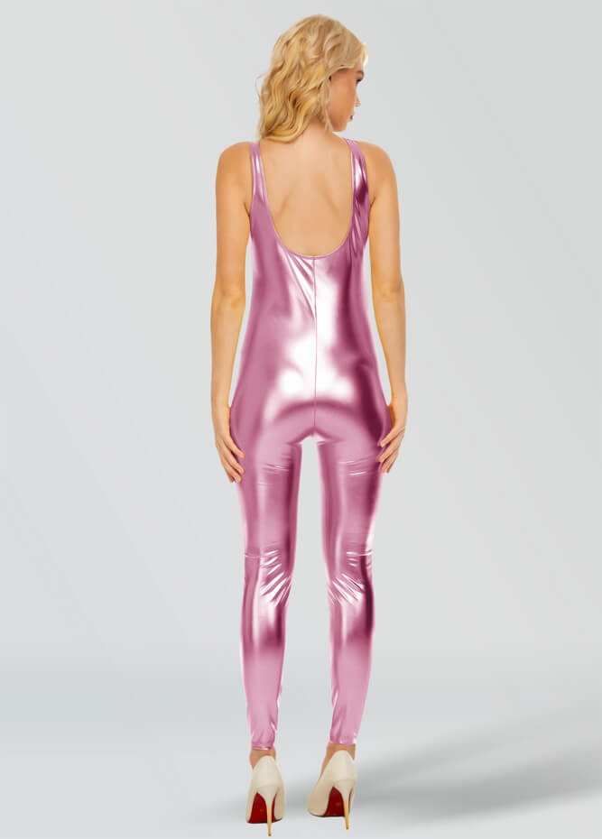 Womens Shiny Metallic Tank Unitard