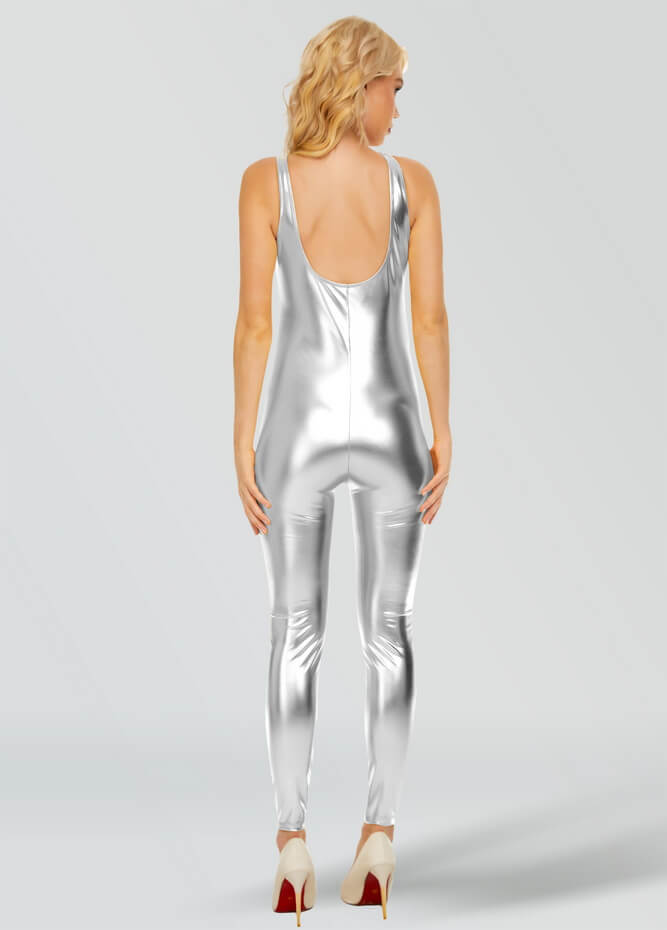 Womens Shiny Metallic Tank Unitard