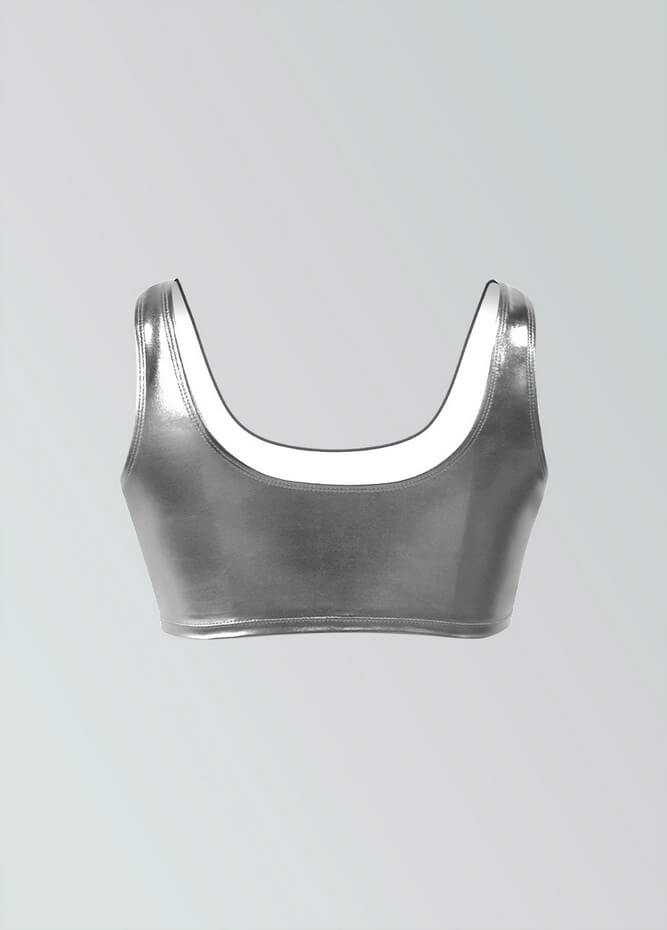 Womens Shiny Metallic Top with Bra