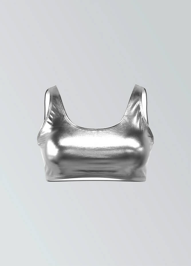 Womens Shiny Metallic Top with Bra