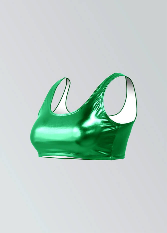 Womens Shiny Metallic Top with Bra