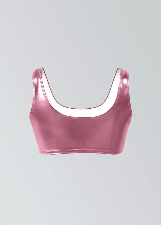 Womens Shiny Metallic Top with Bra