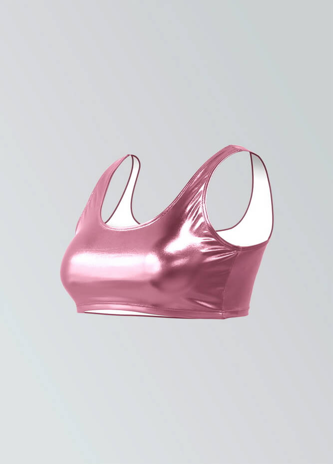Womens Shiny Metallic Top with Bra