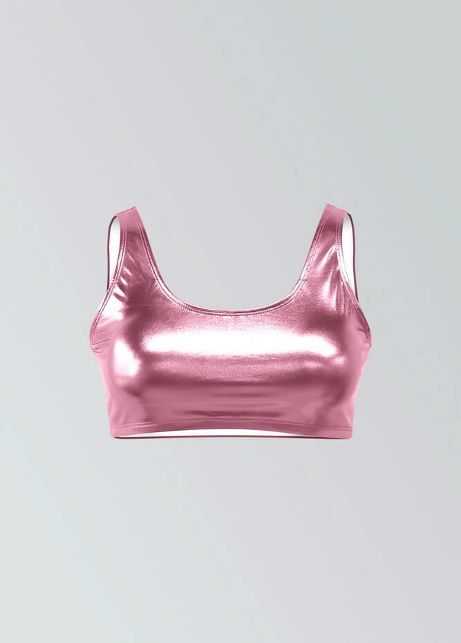 Womens Shiny Metallic Top with Bra