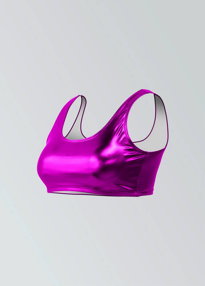 Womens Shiny Metallic Top with Bra