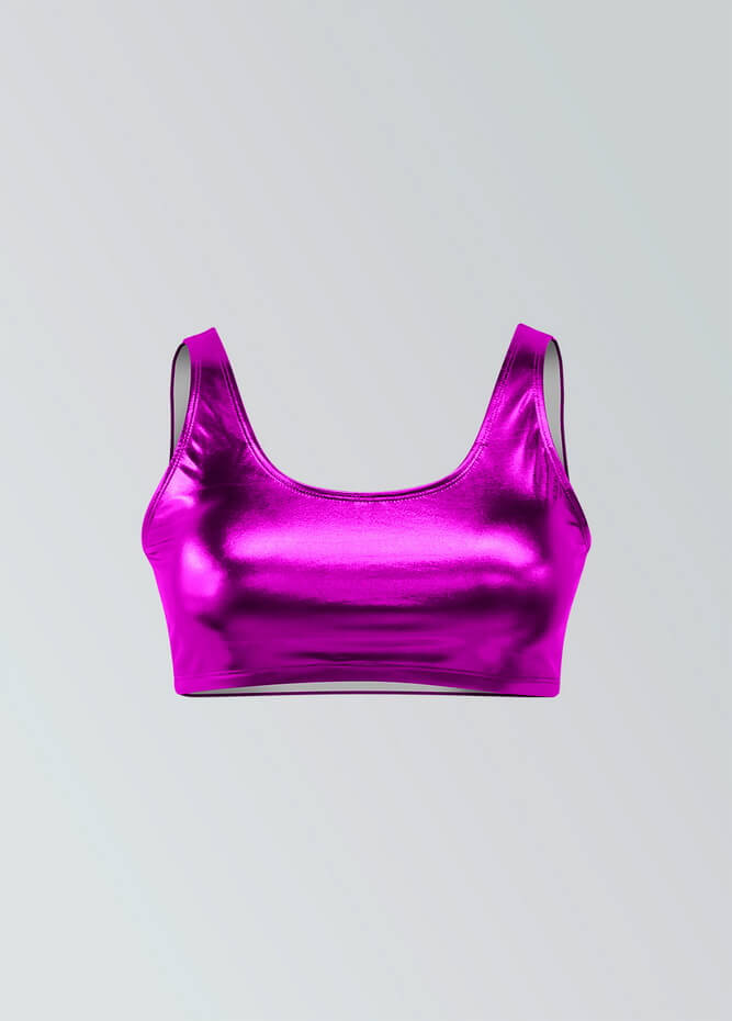 Womens Shiny Metallic Top with Bra