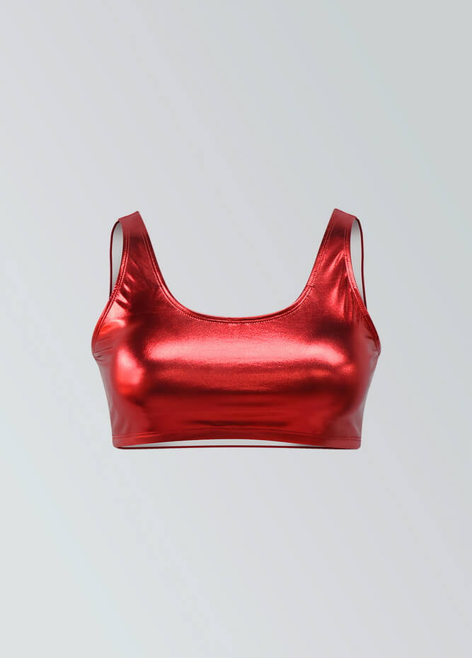 Womens Shiny Metallic Top with Bra
