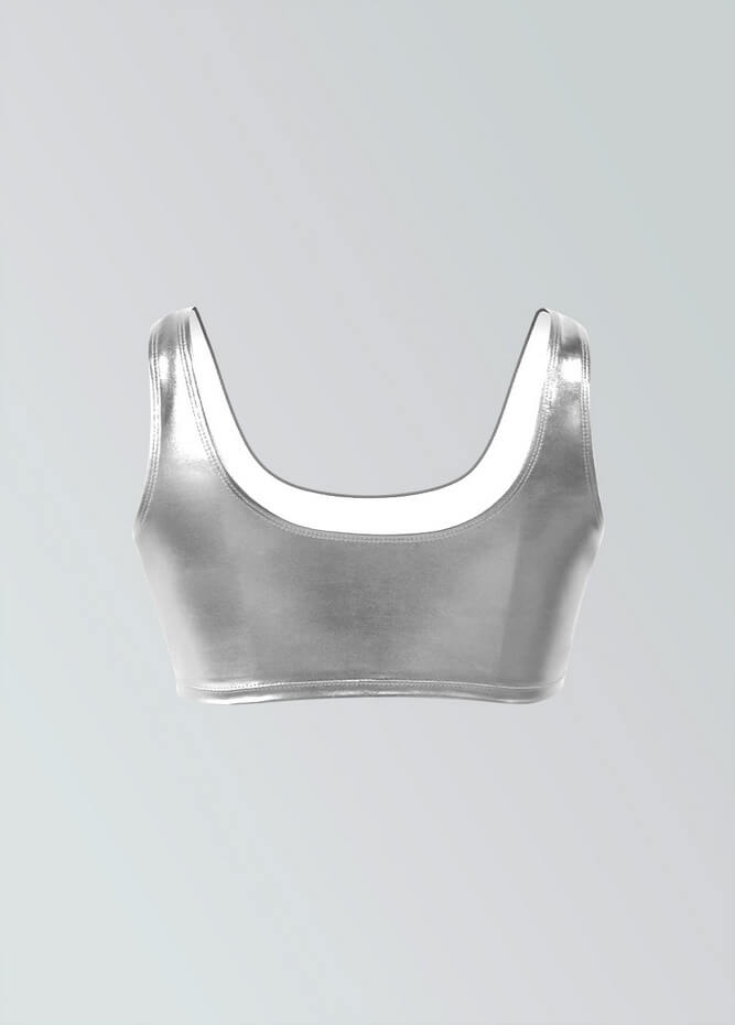 Womens Shiny Metallic Top with Bra