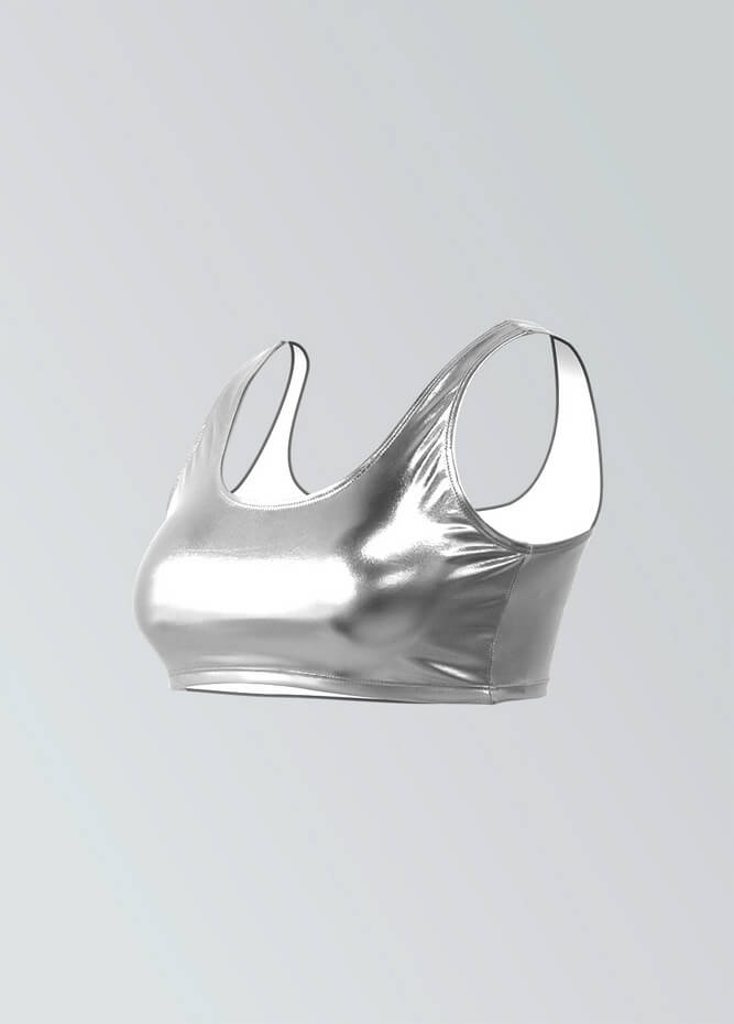 Womens Shiny Metallic Top with Bra