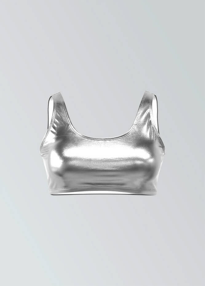 Womens Shiny Metallic Top with Bra