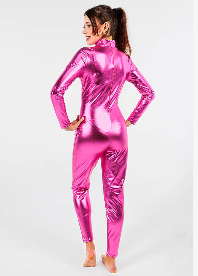 Womens Shiny Metallic Unitard Catsuit
