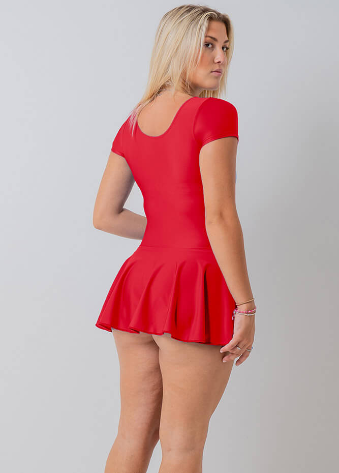 Womens Short Sleeve Skirted Leotard for Ballet Dance