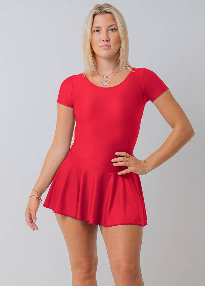 Womens Short Sleeve Skirted Leotard for Ballet Dance