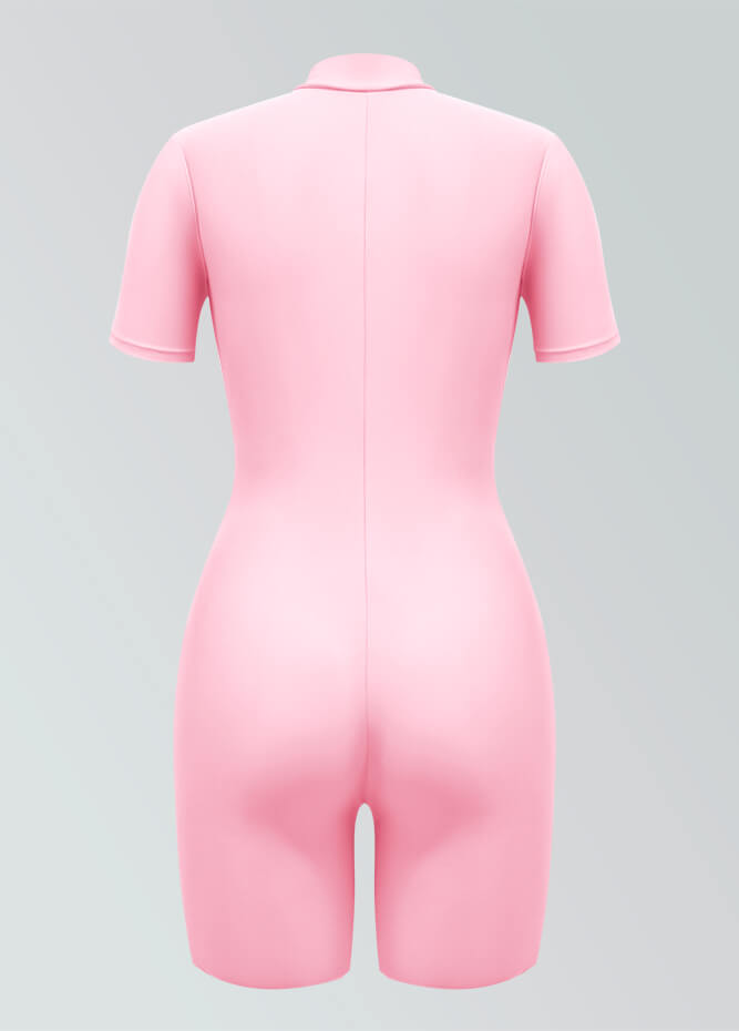 Womens Short Sleeve Zip Front Romper