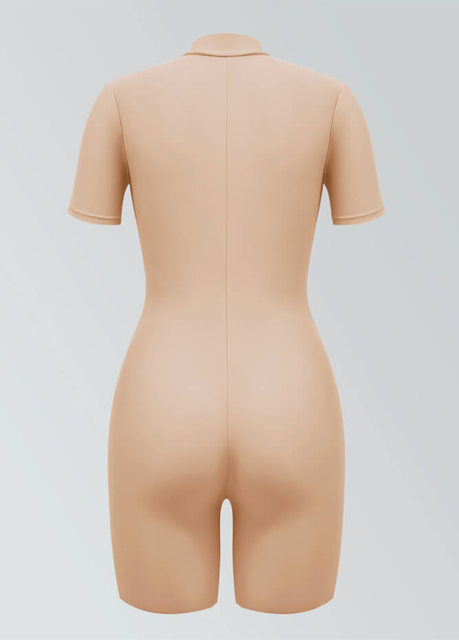 Womens Short Sleeve Zip Front Romper