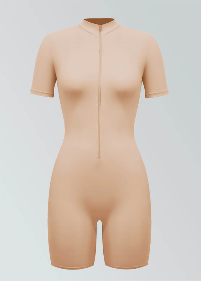 Womens Short Sleeve Zip Front Romper
