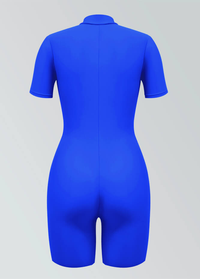 Womens Short Sleeve Zip Front Romper