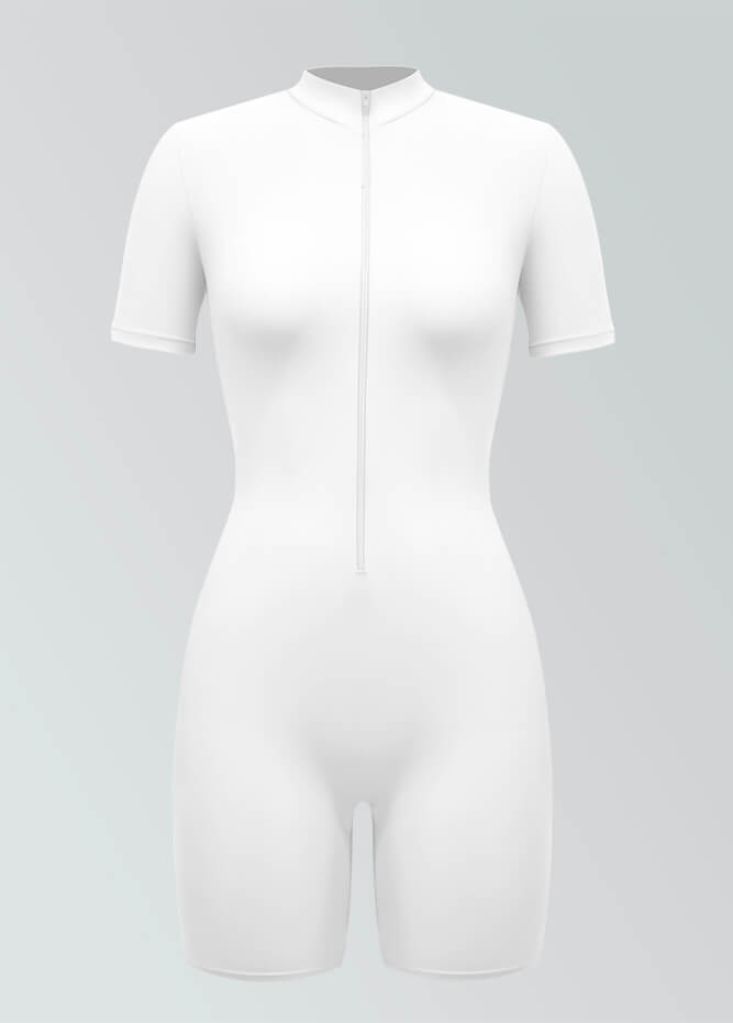 Womens Short Sleeve Zip Front Romper