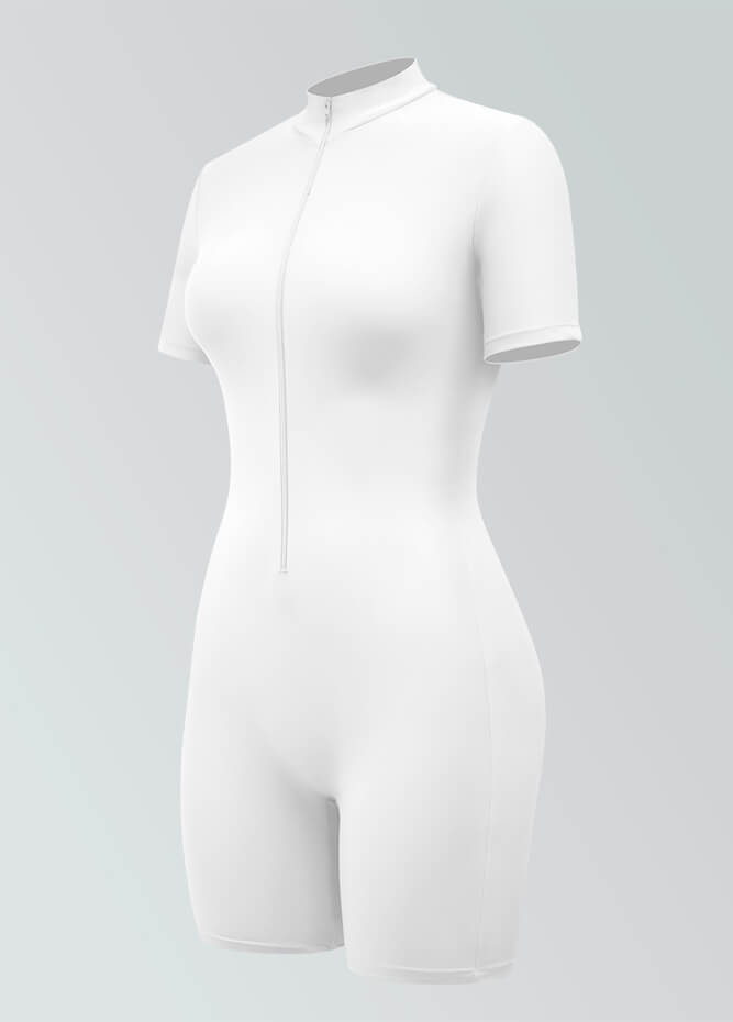 Womens Short Sleeve Zip Front Romper