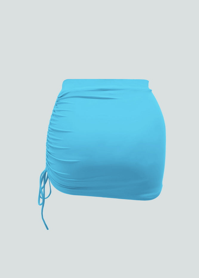 Womens Side Drawstring Ruched Stretchy Short Skirt