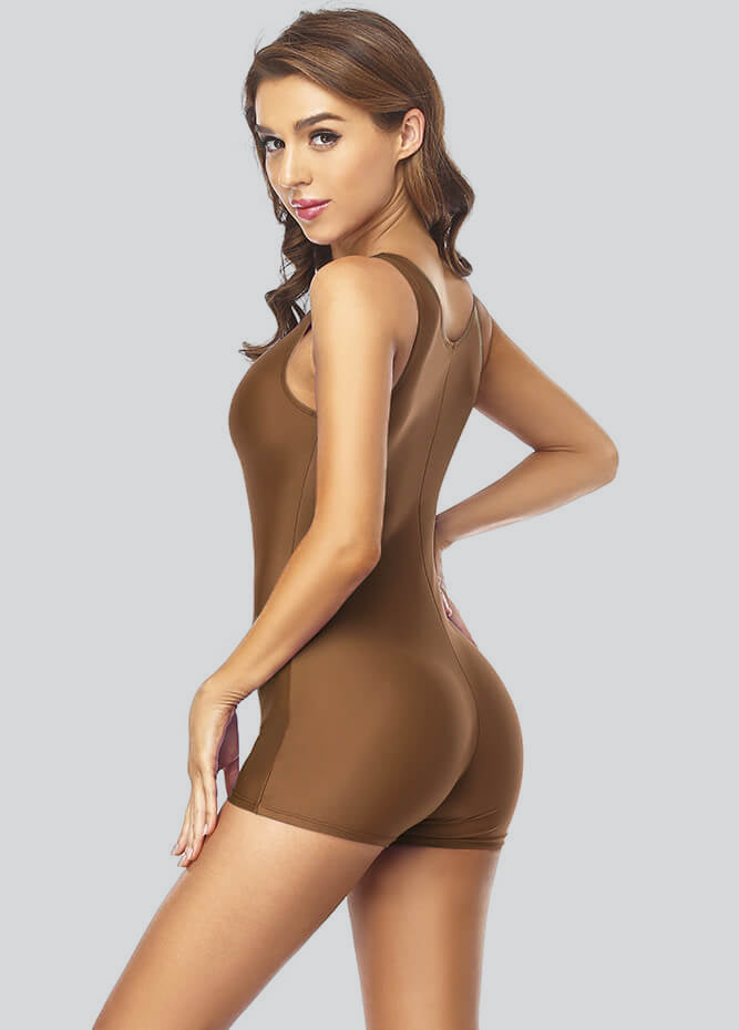 Womens Sleeveless Biketard Short Tank Unitard