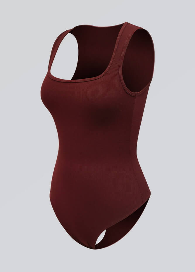 Womens Sleeveless Square Neck Ribbed Bodysuit