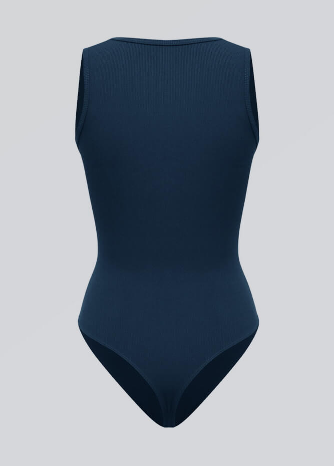 Womens Sleeveless Square Neck Ribbed Bodysuit