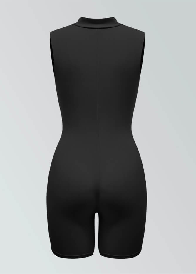 Womens Sleeveless Turtleneck Half-Zip Romper